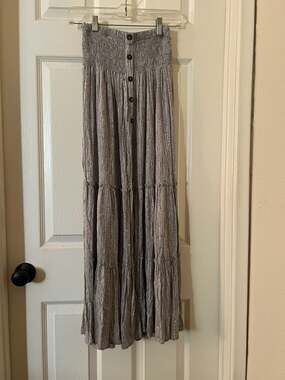 Cute by daisy Gray Patterned Smocked Flowy Maxi Dress